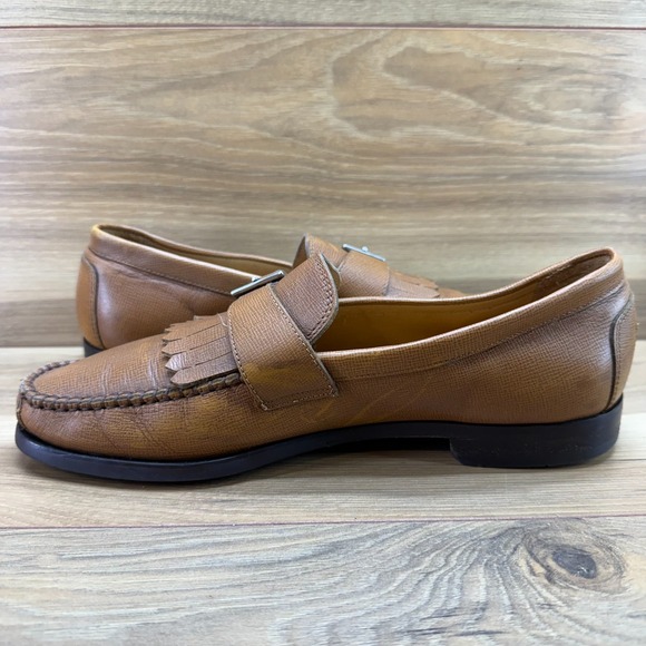 Bruno Magli Kiltie Buckle Moc Toe Loafers Mens 9 M Cognac Leather Vibram Soles main image 8